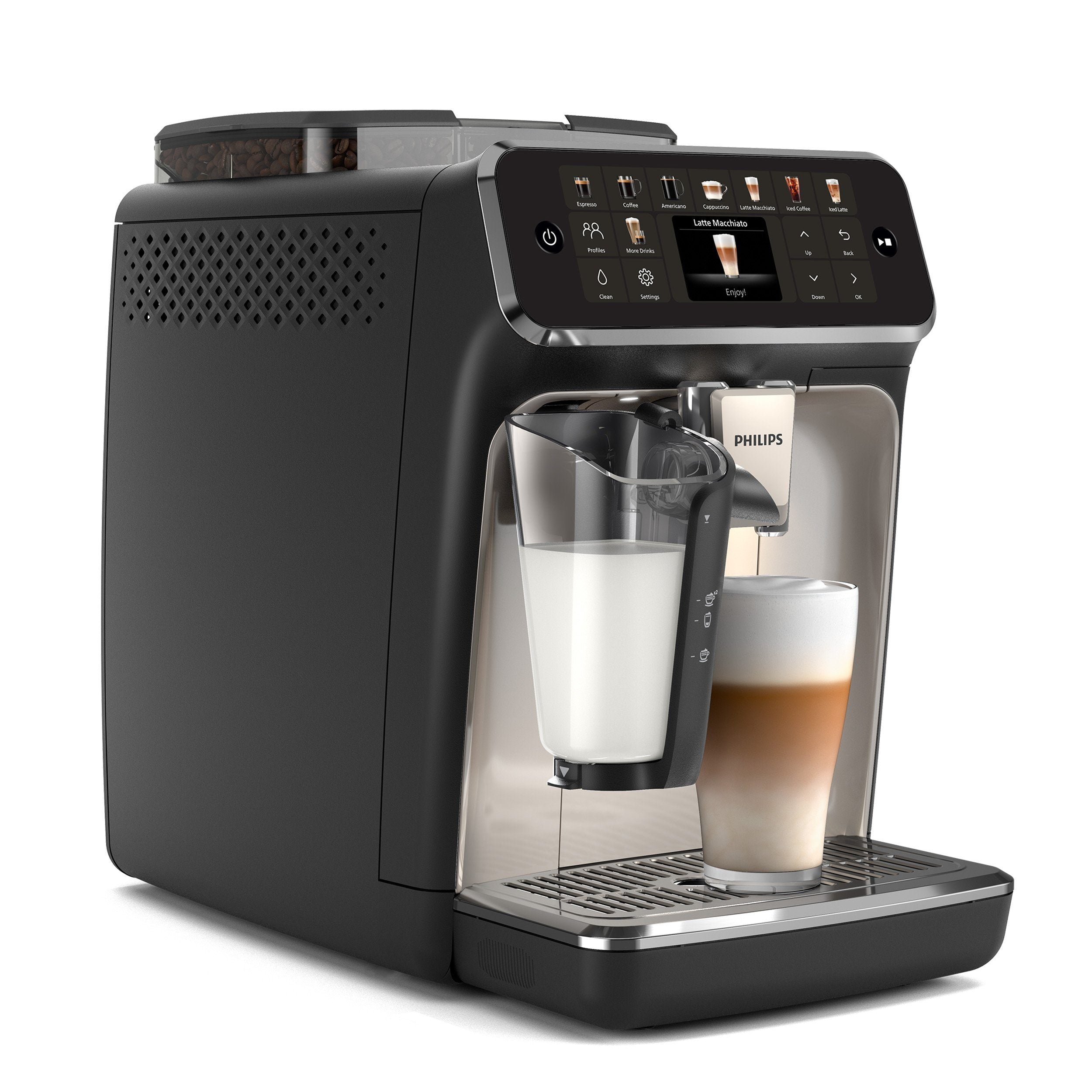 PHILIPS EP5447/90 Serie 5400 LatteGo 11 Kaffeespezialitäten Kaffeevollautomat Schwarz/Chrom
