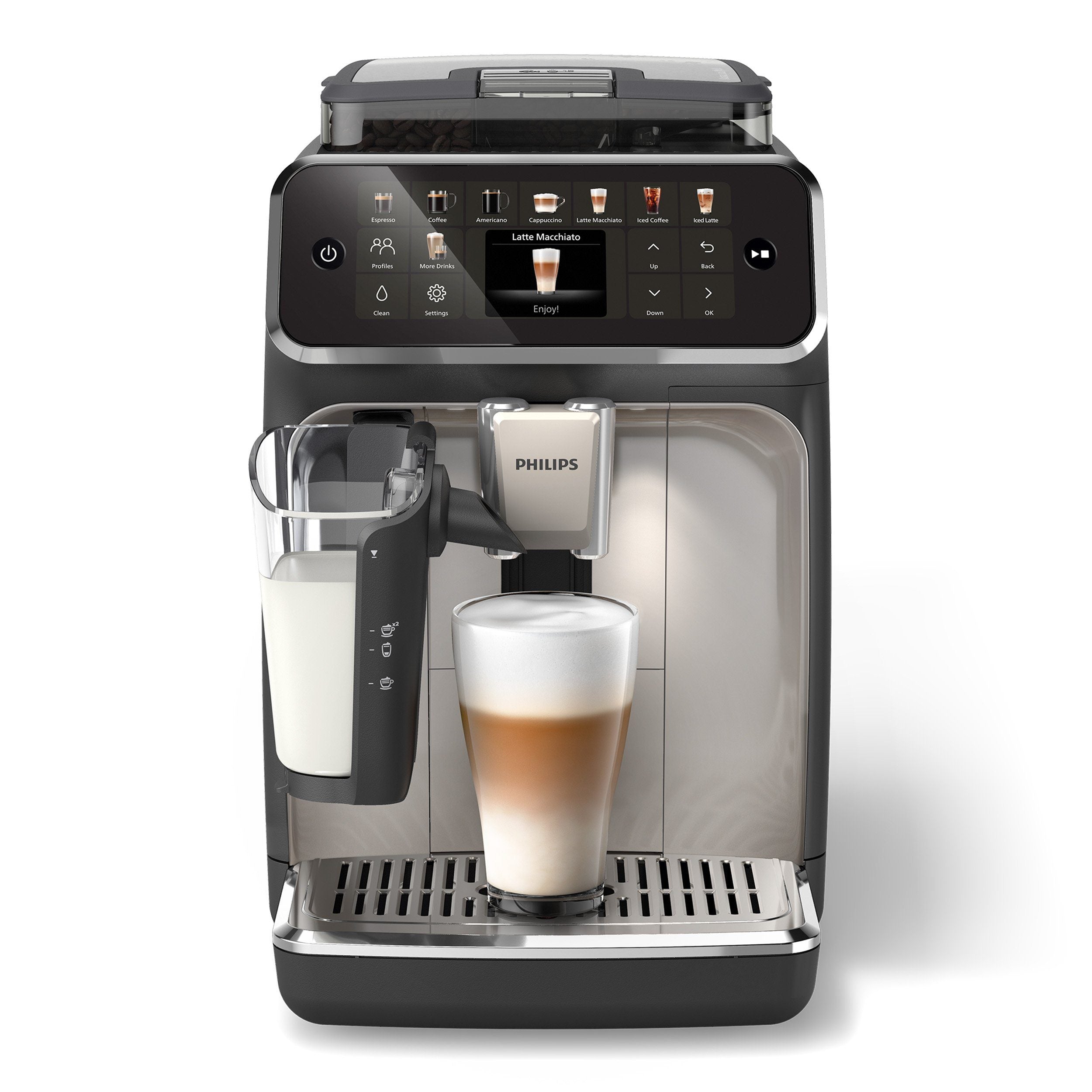 PHILIPS EP5447/90 Serie 5400 LatteGo 11 Kaffeespezialitäten Kaffeevollautomat Schwarz/Chrom