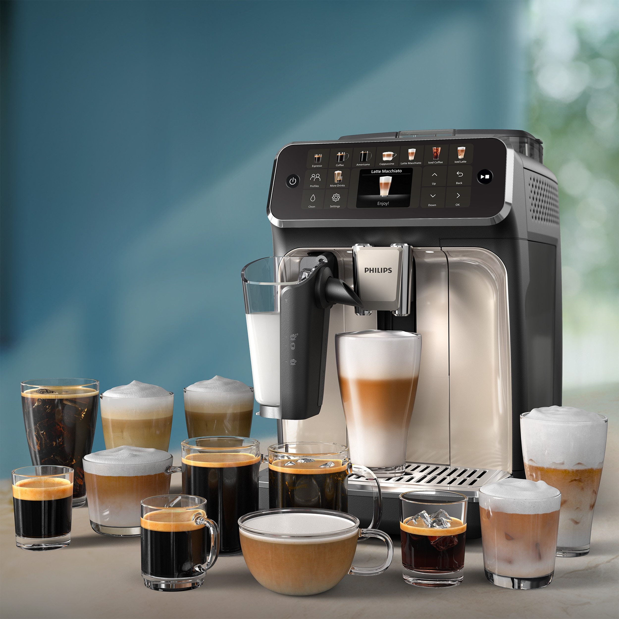 PHILIPS EP5447/90 Serie 5400 LatteGo 11 Kaffeespezialitäten Kaffeevollautomat Schwarz/Chrom